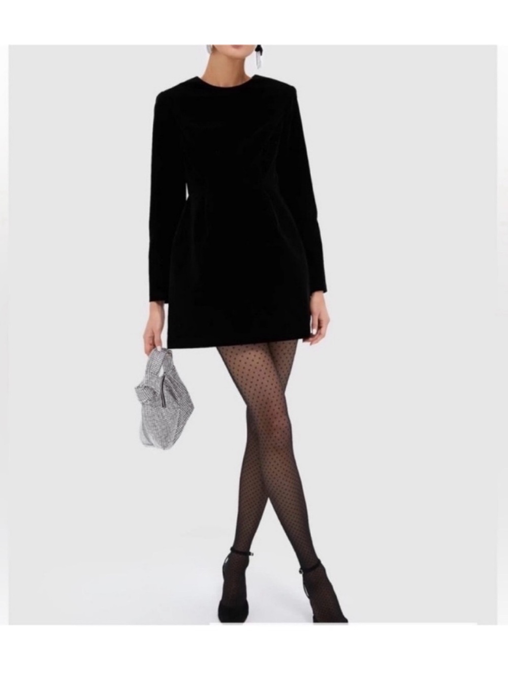 Tuckernuck Haley Long-Sleeve Mini Dress in black velvet